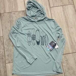 Men's Surfboard Graphic Hoodie Sweater - Light Blue
